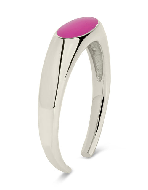 Load image into Gallery viewer, Sterling Silver Enamel Open Signet Ring by Sterling Forever
