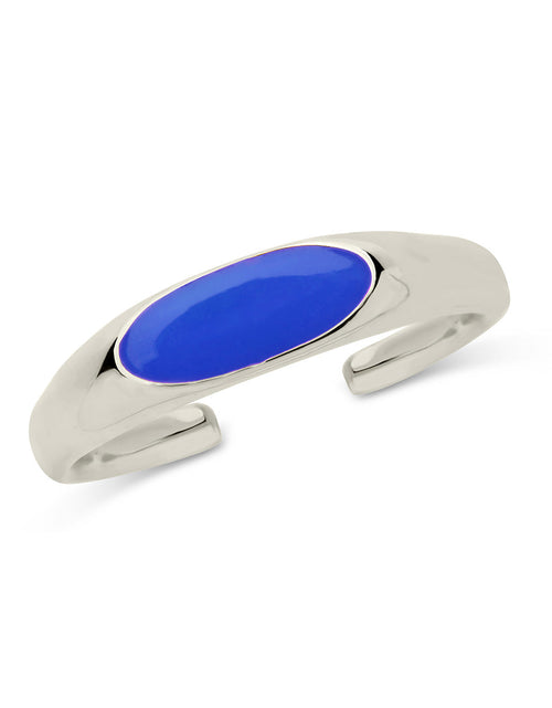 Load image into Gallery viewer, Sterling Silver Enamel Open Signet Ring by Sterling Forever
