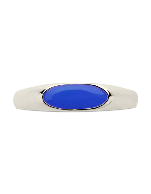Load image into Gallery viewer, Sterling Silver Enamel Open Signet Ring by Sterling Forever
