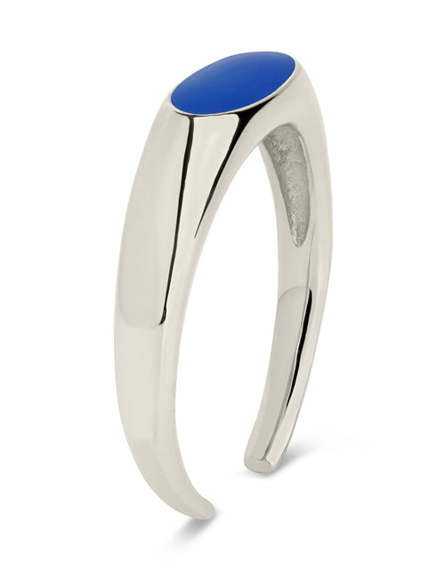 Load image into Gallery viewer, Sterling Silver Enamel Open Signet Ring by Sterling Forever
