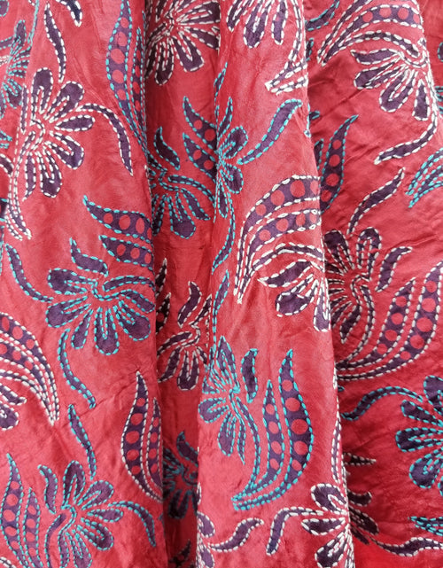 Load image into Gallery viewer, Hand embroidered Silk Fabric from Artisans in India by OMSutra
