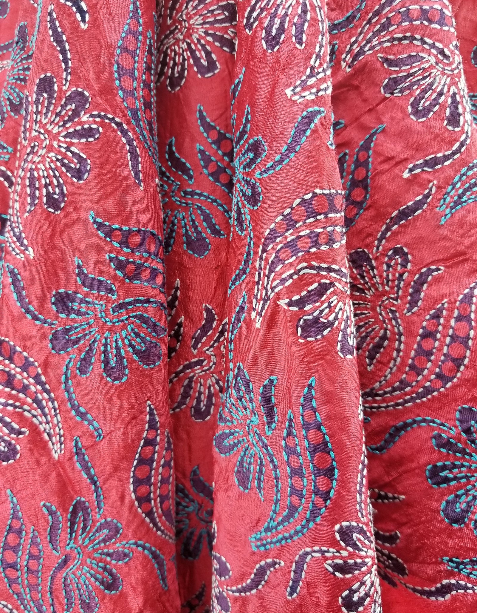Hand embroidered Silk Fabric from Artisans in India by OMSutra