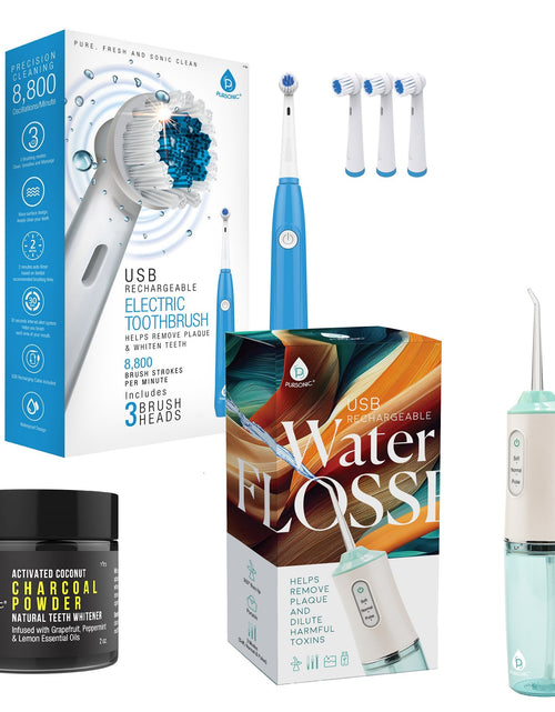 Load image into Gallery viewer, Complete Dental Care Power Pack - Electric Toothbrush, Water Flosser &amp; Whitening Powder by Pursonic
