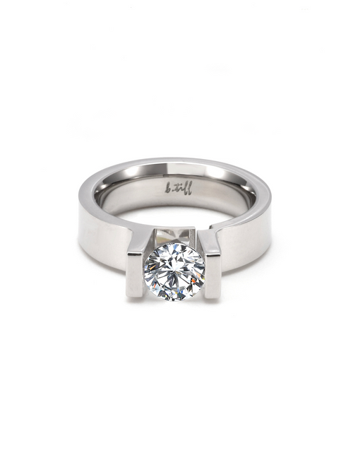 Load image into Gallery viewer, RG074W B.Tiff Tension 1 ct Round Solitaire Engagement Ring by B.Tiff New York
