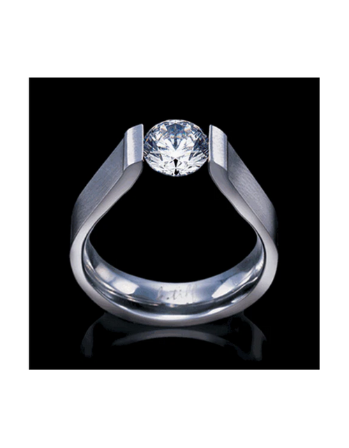 Load image into Gallery viewer, RG091W B.Tiff Tension 1 ct Round Solitaire Curved Edge Engagement Ring by B.Tiff New York
