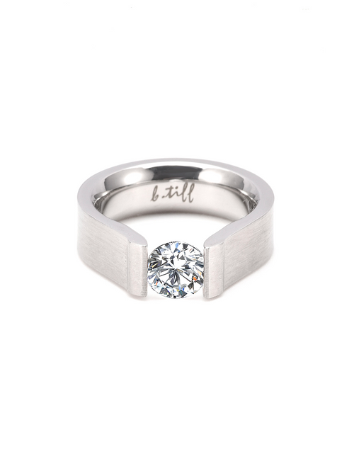 Load image into Gallery viewer, RG091W B.Tiff Tension 1 ct Round Solitaire Curved Edge Engagement Ring by B.Tiff New York
