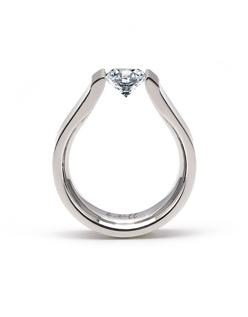 Load image into Gallery viewer, RG091W B.Tiff Tension 1 ct Round Solitaire Curved Edge Engagement Ring by B.Tiff New York
