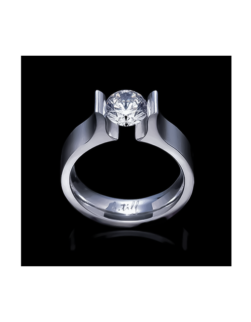 Load image into Gallery viewer, RG092W B.Tiff Tension 1 ct Round Solitaire Tall Edge Engagement Ring by B.Tiff New York
