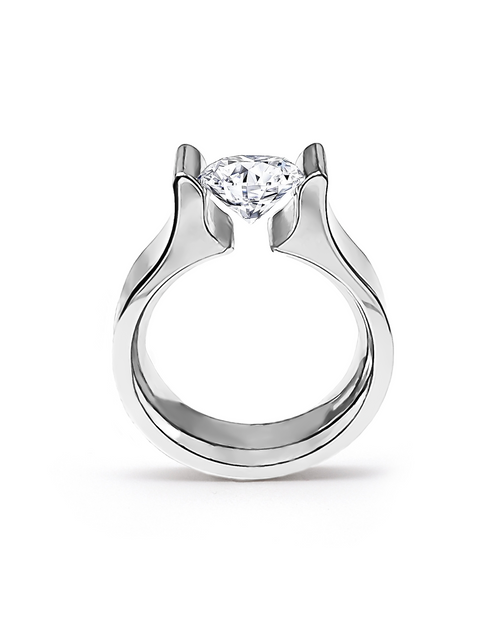 Load image into Gallery viewer, RG092W B.Tiff Tension 1 ct Round Solitaire Tall Edge Engagement Ring by B.Tiff New York
