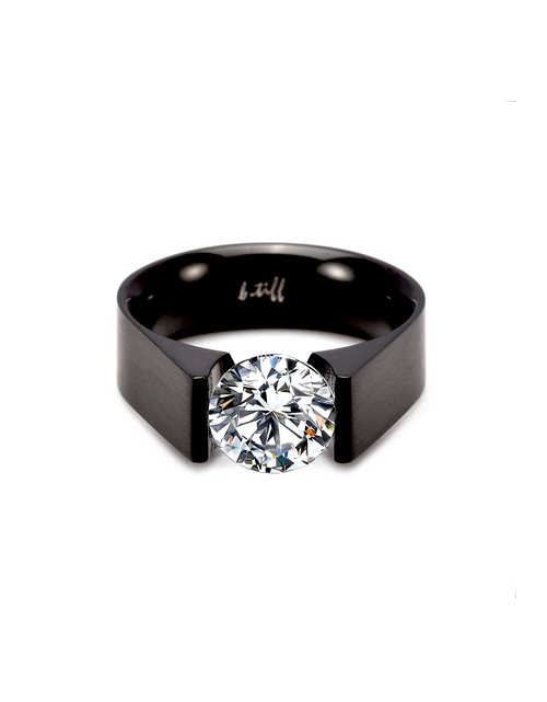 Load image into Gallery viewer, RG093B B.Tiff Black 2 ct Round Solitaire Engagement Ring by B.Tiff New York
