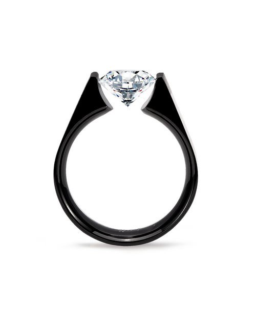 Load image into Gallery viewer, RG093B B.Tiff Black 2 ct Round Solitaire Engagement Ring by B.Tiff New York
