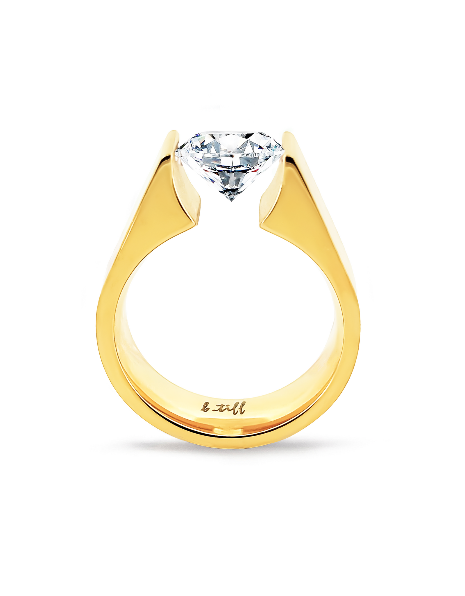 RG093MG B.Tiff 2 ct Moissanite Round Gold Solitaire Engagement Ring by B.Tiff New York