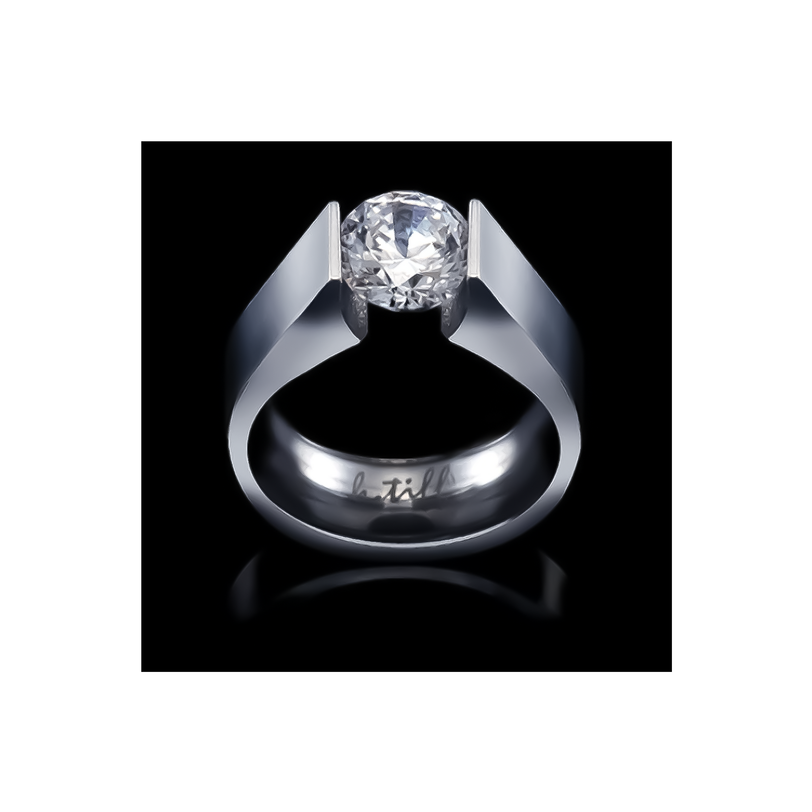 RG093W B.Tiff 2 ct Round Solitaire Engagement Ring by B.Tiff New York