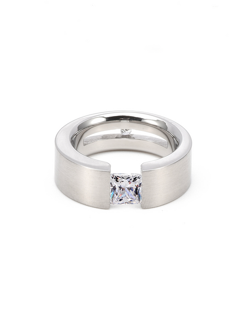 Load image into Gallery viewer, RG094W B.Tiff Tension 1 ct Princess Cut Solitaire Ring by B.Tiff New York
