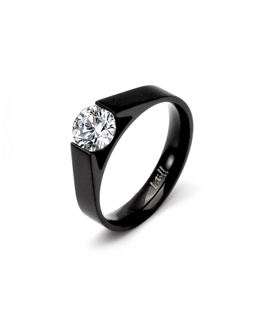 Load image into Gallery viewer, RG096B B.Tiff Tension Black .75 ct Round Solitaire Engagement Ring by B.Tiff New York
