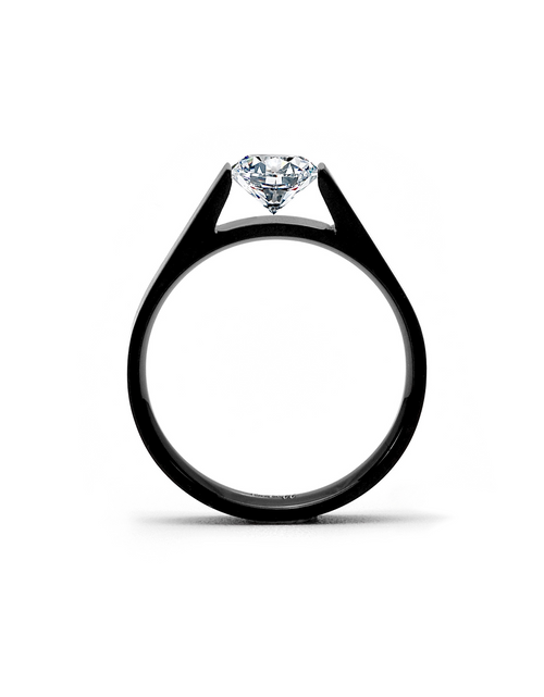 Load image into Gallery viewer, RG096B B.Tiff Tension Black .75 ct Round Solitaire Engagement Ring by B.Tiff New York
