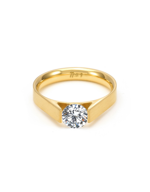 Load image into Gallery viewer, RG096G B.Tiff Gold Tension .75 ct Round Solitaire Engagement Ring by B.Tiff New York
