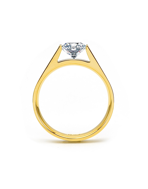 Load image into Gallery viewer, RG096G B.Tiff Gold Tension .75 ct Round Solitaire Engagement Ring by B.Tiff New York
