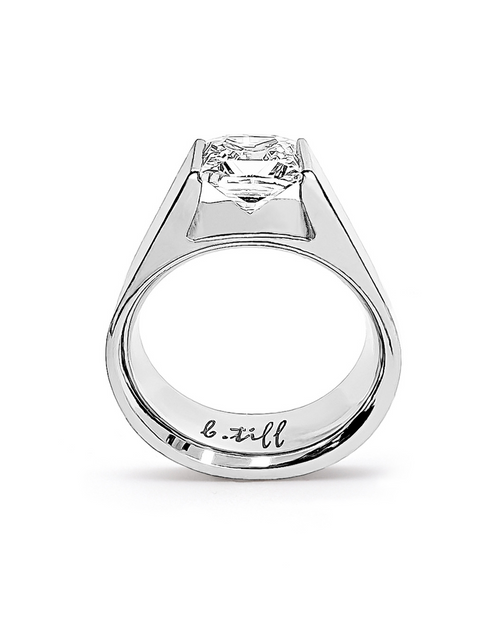 Load image into Gallery viewer, RG097W B.Tiff Tension 1 ct Princess Cut Tall Solitaire Ring by B.Tiff New York
