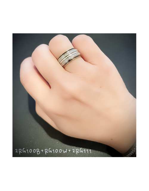 Load image into Gallery viewer, RG100GB B.Tiff "The Hamptons" Black Enamel Gold Ring 2-Pack [Thin Band] by B.Tiff New York
