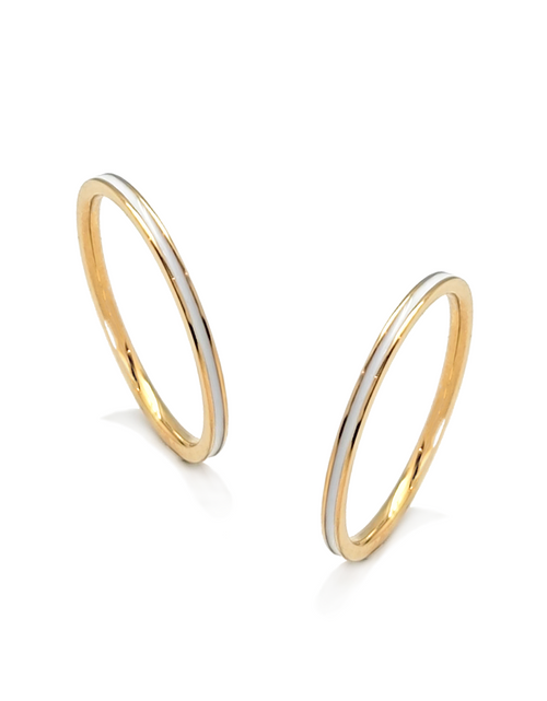 Load image into Gallery viewer, RG100GW B.Tiff "The Hamptons" White Enamel Gold Ring 2-Pack [Thin Band] by B.Tiff New York
