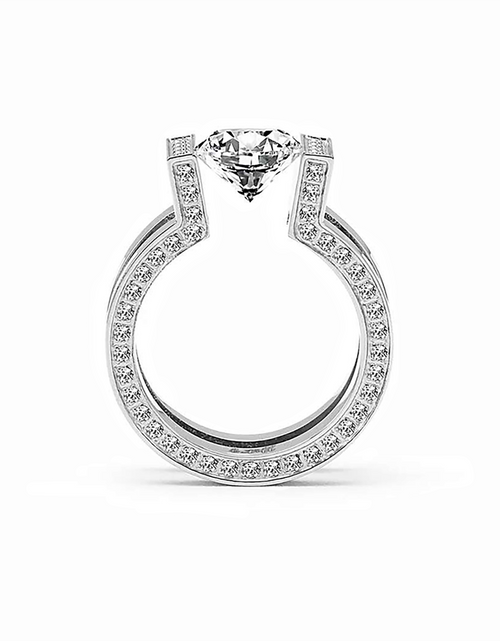 Load image into Gallery viewer, RG108MW B.Tiff 2 ct Moissanite Round Solitaire Interlocking Engagement Ring by B.Tiff New York
