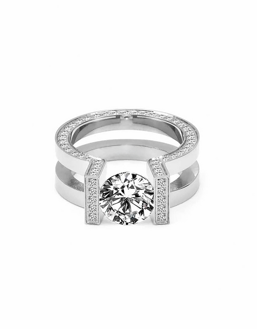 Load image into Gallery viewer, RG108W B.Tiff 2 ct Round Solitaire Interlocking Engagement Ring by B.Tiff New York
