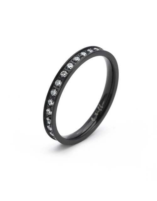 Load image into Gallery viewer, RG111B B.Tiff Black Stacking .01 ct Eternity Ring [Thin Band] by B.Tiff New York
