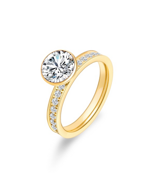 Load image into Gallery viewer, RG112G B.Tiff Gold 2 ct Solitaire Pave Engagement Ring [Thin Band] by B.Tiff New York
