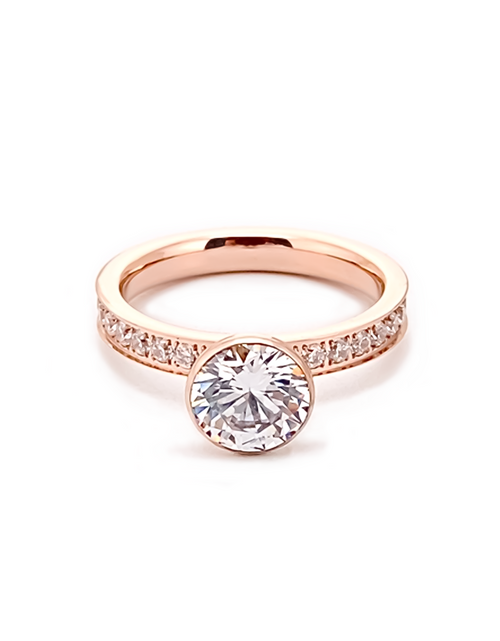 Load image into Gallery viewer, RG112RG B.Tiff Rose Gold 2 ct Solitaire Pave Engagement Ring [Thin Band] by B.Tiff New York

