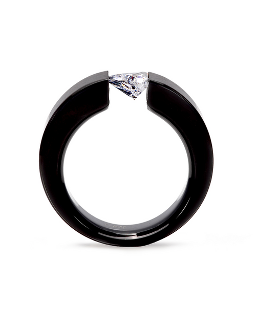 Load image into Gallery viewer, RG113B B.Tiff Black 1 ct Trillion Cut Solitaire Ring [Wide Band] by B.Tiff New York
