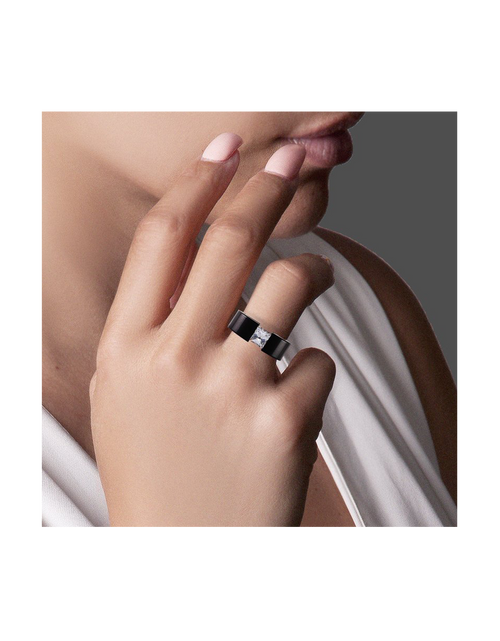 Load image into Gallery viewer, RG114B B.Tiff 1 ct Princess Cut Black Solitaire Ring [Wide Band] by B.Tiff New York
