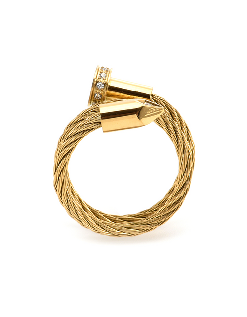 Load image into Gallery viewer, RG115G B.Tiff Gold Pavé Pointe Cable Adjustable Ring by B.Tiff New York
