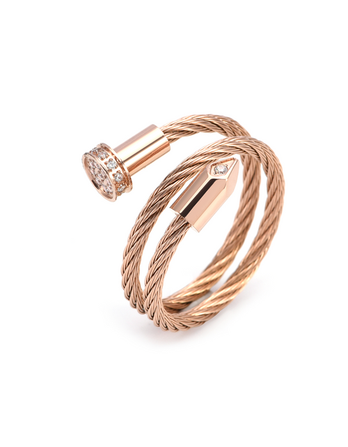 Load image into Gallery viewer, RG115RG B.Tiff Rose Gold Pavé Pointe Cable Adjustable Ring by B.Tiff New York
