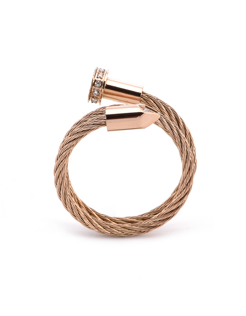 Load image into Gallery viewer, RG115RG B.Tiff Rose Gold Pavé Pointe Cable Adjustable Ring by B.Tiff New York
