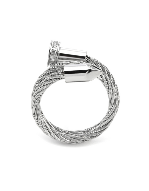 Load image into Gallery viewer, RG115W B.Tiff Pavé Pointe Cable Adjustable Ring by B.Tiff New York
