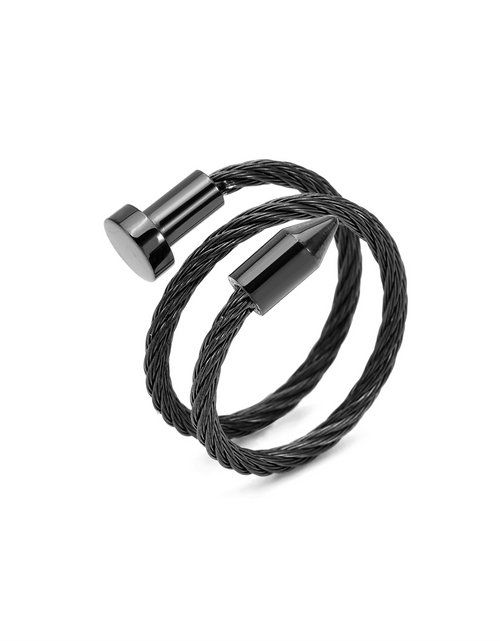 Load image into Gallery viewer, RG116B B.Tiff Black Pointe Cable Adjustable Ring by B.Tiff New York
