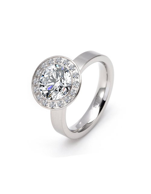 Load image into Gallery viewer, RG125W B.Tiff Aŭreolo 2 ct Round Halo Engagement Ring [Thin Band] by B.Tiff New York
