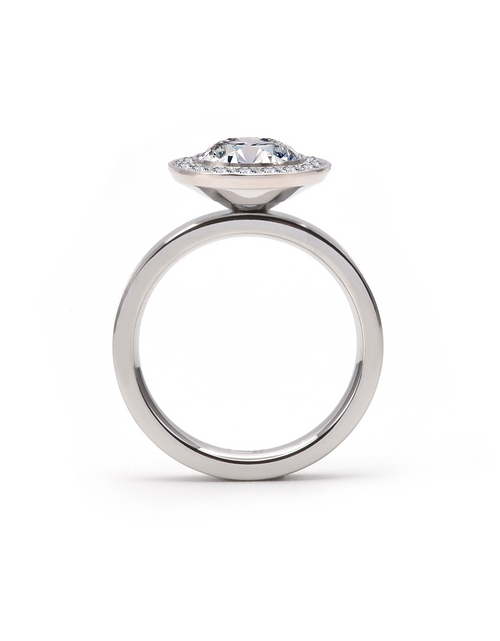 Load image into Gallery viewer, RG125W B.Tiff Aŭreolo 2 ct Round Halo Engagement Ring [Thin Band] by B.Tiff New York
