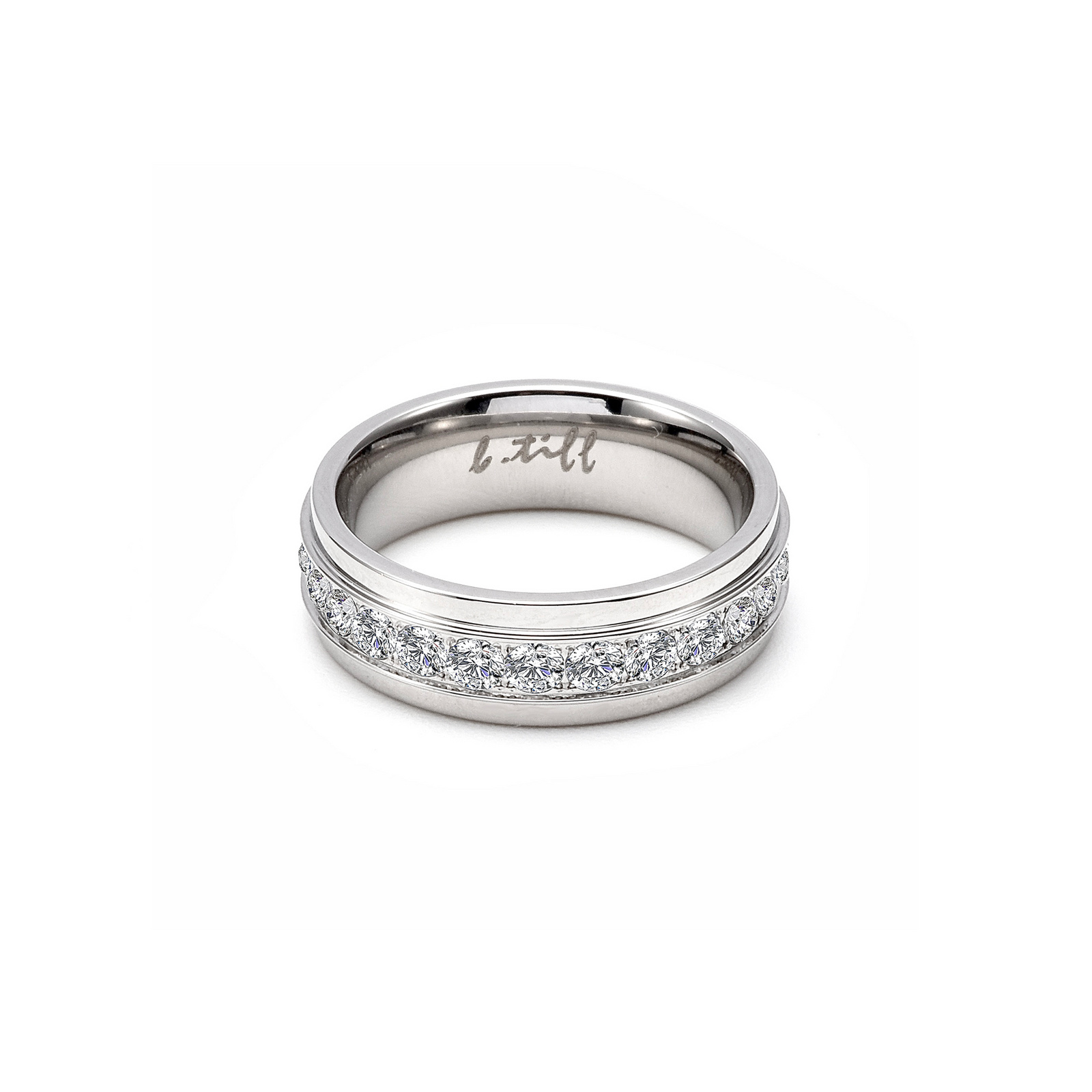 RG150W B.Tiff .02 ct Center Row Wide Eternity Ring by B.Tiff New York
