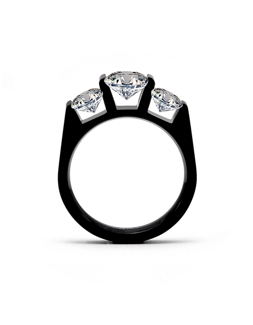 Load image into Gallery viewer, RG203B B.Tiff Black 3-Stone Cushion Cut Engagement Ring by B.Tiff New York
