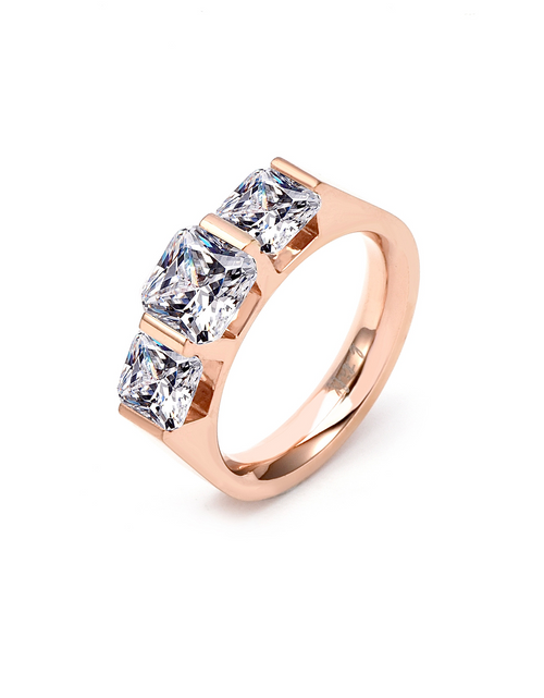 Load image into Gallery viewer, RG203RG B.Tiff Rose Gold 3-Stone Cushion Cut Engagement Ring by B.Tiff New York
