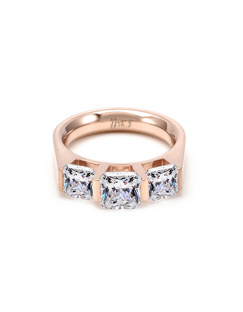 Load image into Gallery viewer, RG203RG B.Tiff Rose Gold 3-Stone Cushion Cut Engagement Ring by B.Tiff New York
