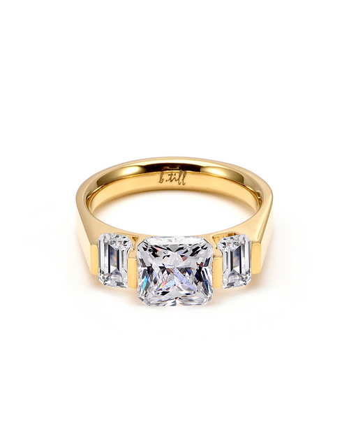 Load image into Gallery viewer, RG206G B.Tiff Tension Gold 2 ct Cushion Cut with Emeralds Engagement Ring by B.Tiff New York
