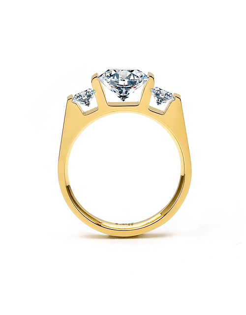 Load image into Gallery viewer, RG206G B.Tiff Tension Gold 2 ct Cushion Cut with Emeralds Engagement Ring by B.Tiff New York
