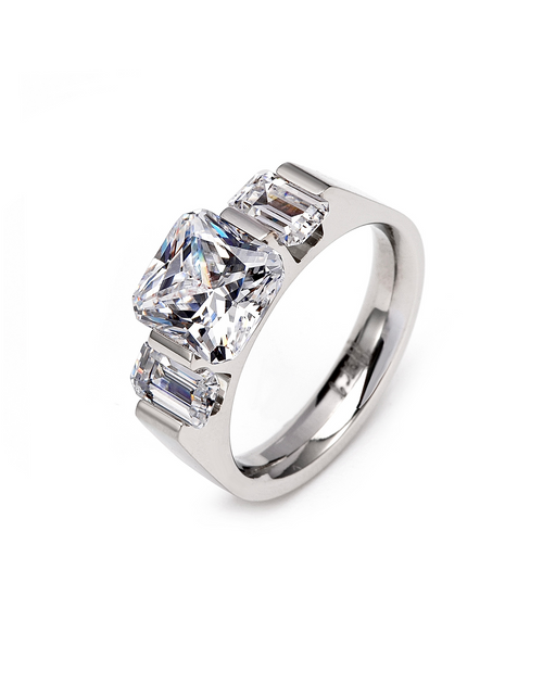 Load image into Gallery viewer, RG206W B.Tiff Tension 2 ct Cushion Cut with Emeralds Engagement Ring by B.Tiff New York
