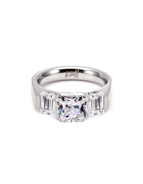 Load image into Gallery viewer, RG206W B.Tiff Tension 2 ct Cushion Cut with Emeralds Engagement Ring by B.Tiff New York
