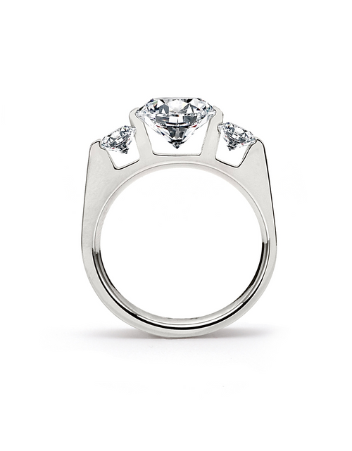 Load image into Gallery viewer, RG206W B.Tiff Tension 2 ct Cushion Cut with Emeralds Engagement Ring by B.Tiff New York
