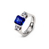 Stainless Steel Band & Blue Center Stone