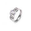 Stainless Steel Band & White Center Stone